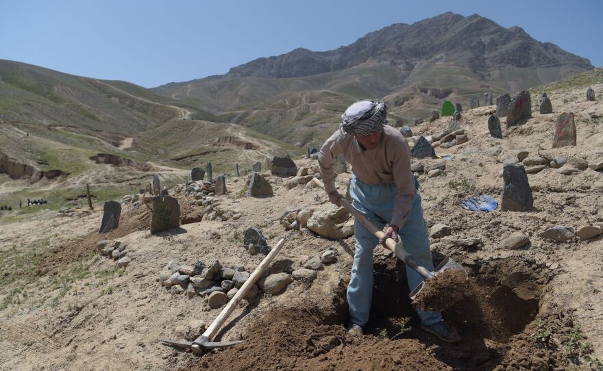 A gravedigger in Kabul.