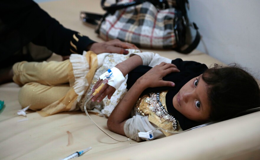 A girl is treated for suspected cholera infection at a hospital in Sanaa, Yemen. There were more than 1 million cases of cholera in the country between April 2017 and April 2018.