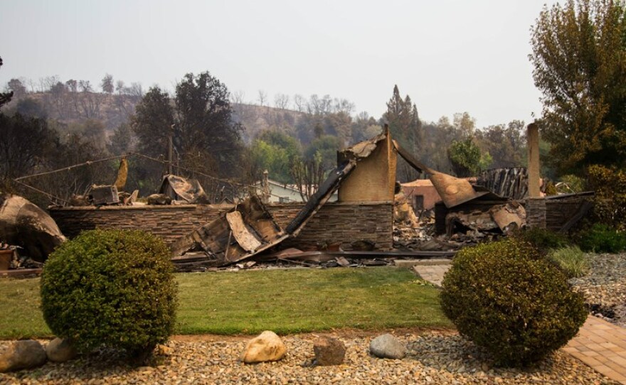 A home destroyed by the Carr Fire in Redding, Calif. is pictured in this undated photo. 