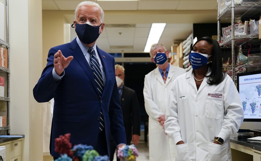 During remarks at the National Institutes of Health, President Joe Biden said his administration has secured enough Covid-19 vaccines to ensure the nation is on track to vaccinate 300 million Americans by mid-July.