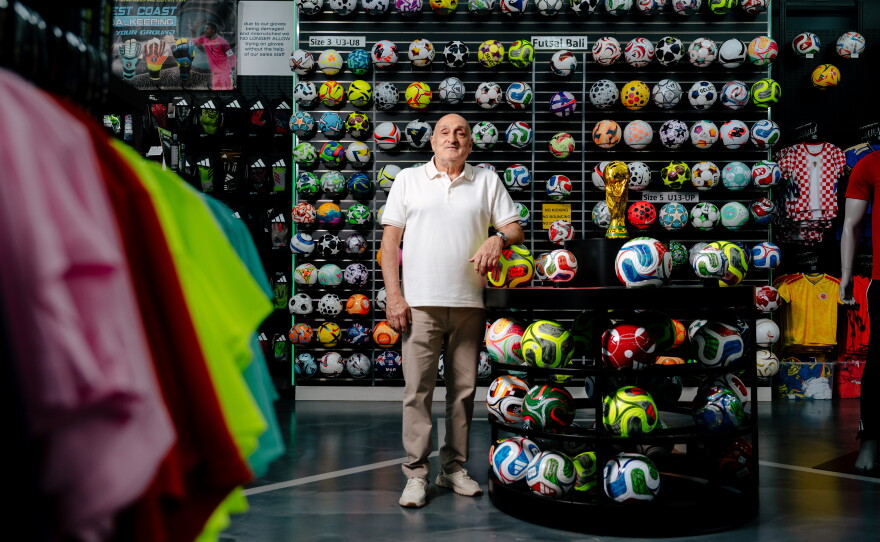 Waad Sana was inspired to open Soccer World in 1986 after seeing the Iraqi national team play in that year's World Cup. 40 years later, Iraq is back in the tournament and Sana is getting around 100 calls each day from fans looking for Iraq national team jerseys.