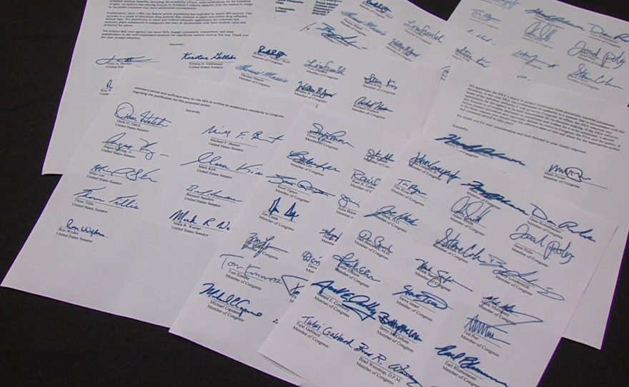 Letters to the DEA signed by members of Congress are shown, Nov. 14, 2016.