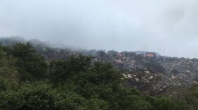 Smoke from the Pala fire and fog is visible in the distance, June 1, 2016.