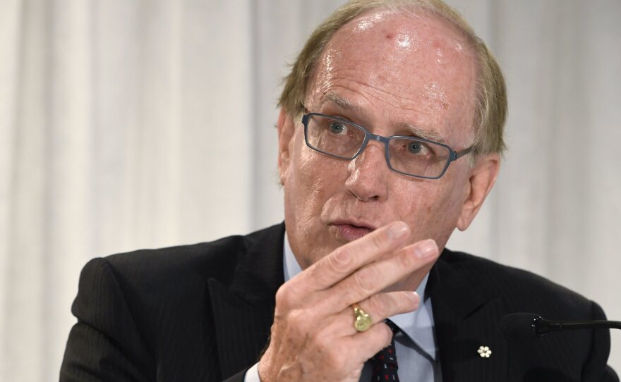 Canadian law professor Richard McLaren speaks at a news conference Monday in Toronto. McLaren is the author of a new report that accuses Russia of a widespread doping campaign.