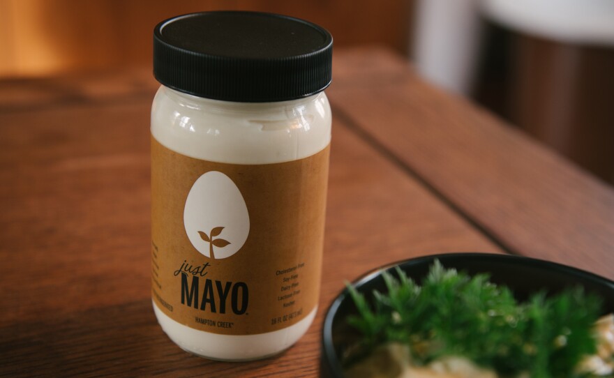 Just Mayo looks like mayonnaise and tastes like mayonnaise but contains no eggs. That's ruffled the feathers of the egg industry.