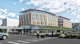 Artists rendering of CSUSM's Extended Learning building,  now under construction, May 2018 