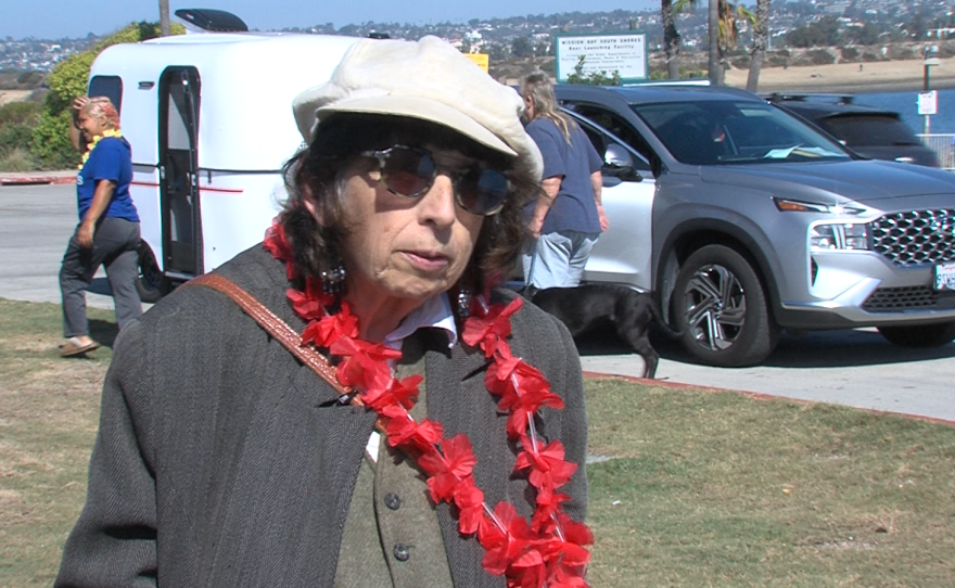Attorney Ann Menasche is shown being interviewed at South Shore Boat Launch on November 4, 2025.