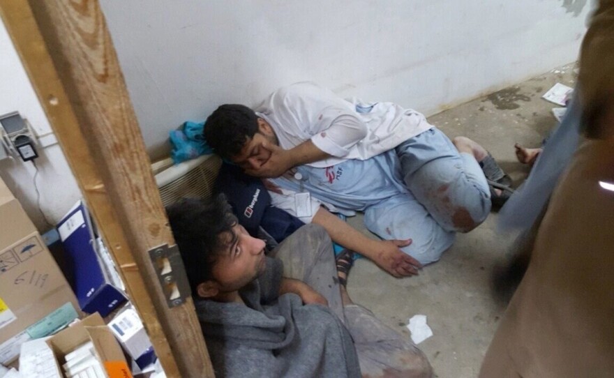 Injured Doctors Without Borders staff find shelter in a safe room after an airstrike on their hospital in Kunduz, Afghanistan.