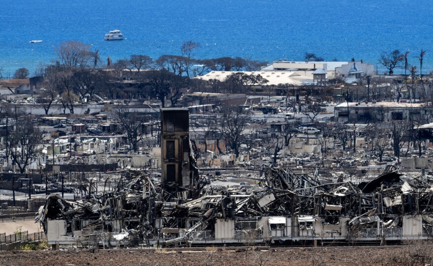 This is the aftermath of the Aug. 8 wildfire in Lahaina that killed 100 people, and displaced thousands more who lost homes and businesses in the historic town.