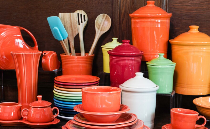 Products of the Homer Laughlin China Co. are on display at a showroom at the company's headquarters in Newell, W.Va.