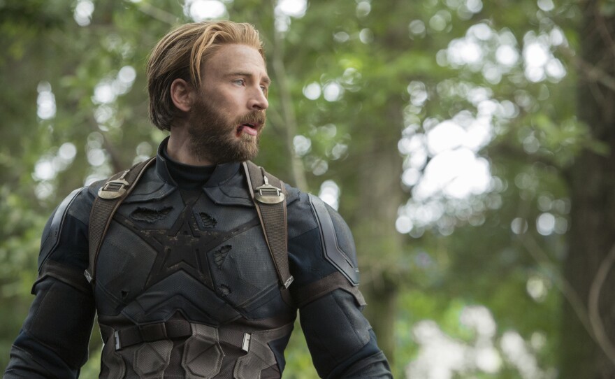 Hirsute hero Captain America (Chris Evans) is takin' care of bushiness in Avengers: Infinity War.