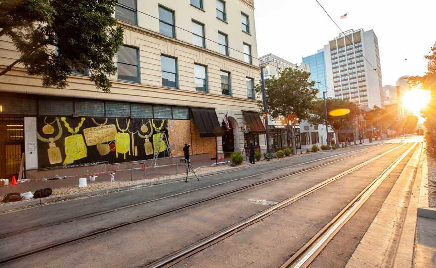 Tiff Massey's mural installed in downtown San Diego will be on display in Oct. 2020 as part of the Facebook Artist-in-Residence program's "Voting is Voice" 10-city mural project.