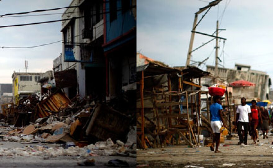 The central market in downtown Port-au-Prince was destroyed in the earthquake, as seen in this Jan. 14, 2010, photo. By Jan. 8, 2011, some of the rubble had been removed.