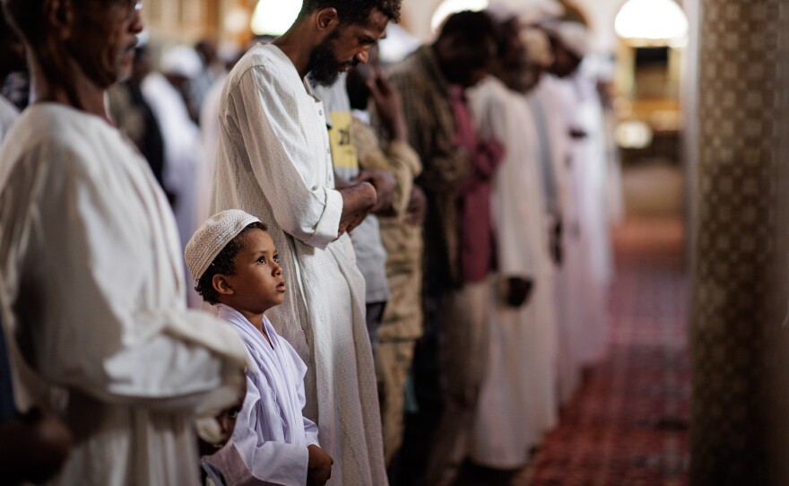 Sufi muslims pray at the Sheikh GaribAllah Mosque in Omdurman, Sudan, on Sept. 6.