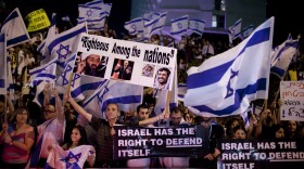 Israelis demonstrate in front of the Turkish embassy on June 3, 2010 in Tel Aviv, Israel. Hundreds of people turned out to support Israel following the raid on a flotilla carrying aid to Palestinians in Gaza on May 31. 