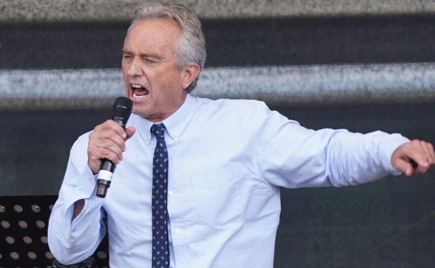 Instagram has blocked the account of Robert F. Kennedy Jr., saying he used it to spread misinformation about vaccines. He's seen here last summer, speaking to a crowd in Berlin, at an event that highlighted coronavirus skepticism and conspiracy theories.