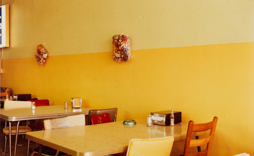 William Eggleston, Untitled, 1976; from the series Election Eve, with the recipe: William Eggleston's Cheese Grits Casserole.