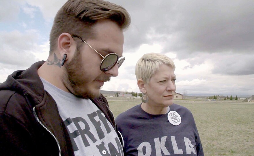 Sara and Parker at the site of Matthew Shepard's death