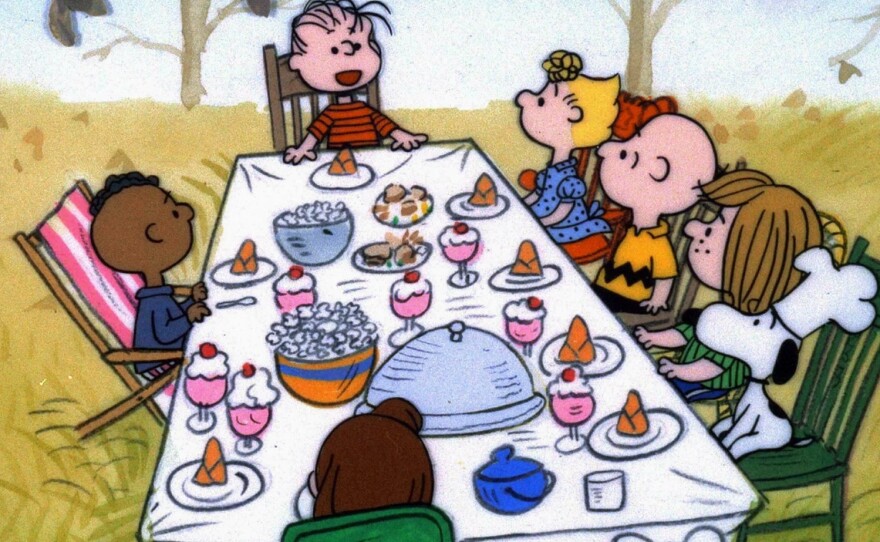 The scene from <em>A Charlie Brown Thanksgiving</em> that left may people wondering why Franklin is sitting alone.