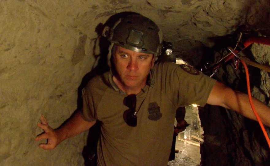 Lance Lenoir of Border Patrol stands inside Galvez Tunnel, June 12, 2017.