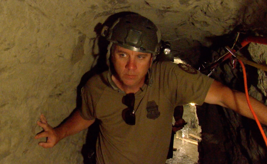 Lance Lenoir of Border Patrol stands inside Galvez Tunnel, June 12, 2017. 