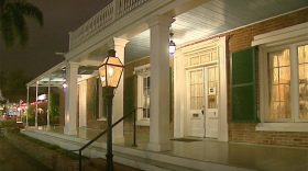 Exterior shot of Whaley House Museum as featured in episode 59 of KEN KRAMER'S ABOUT SAN DIEGO. Learn what happened to Regis Philbin when he visited the Whaley House in San Diego. 