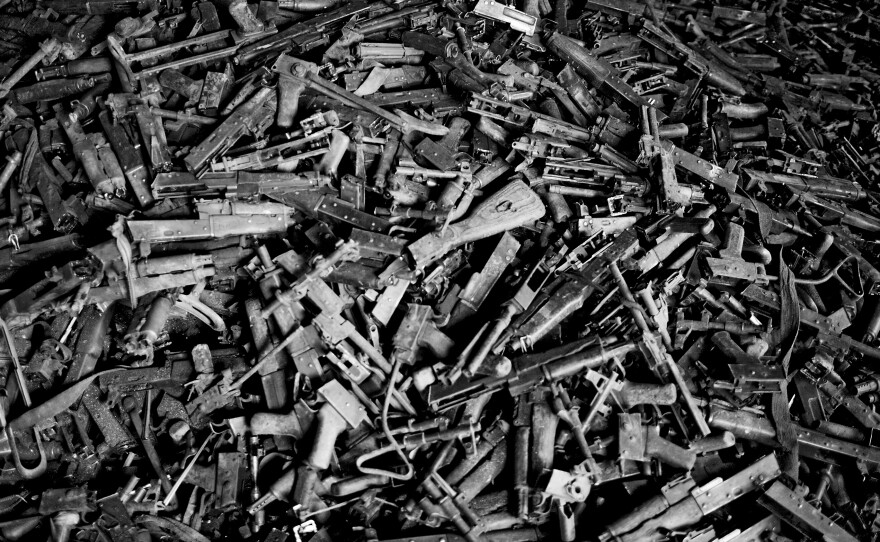 Weapons seized by authorities in the Democratic Republic of Congo awaited destruction at a workshop in the city of Bukavu in 2009.