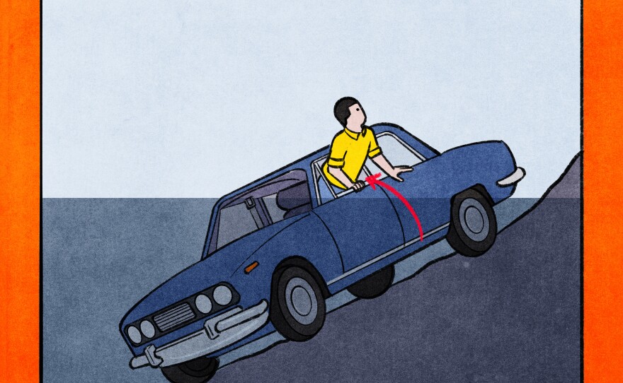 The moment your car falls into a body of water, unbuckle your seatbelt and roll down the windows. Don't open the door.