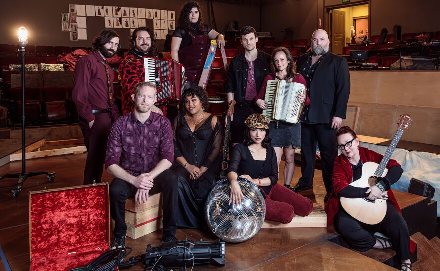 The cast of Cygnet Theatre's production of "Natasha, Pierre and the Great Comet of 1812" are shown in an undated rehearsal photo.