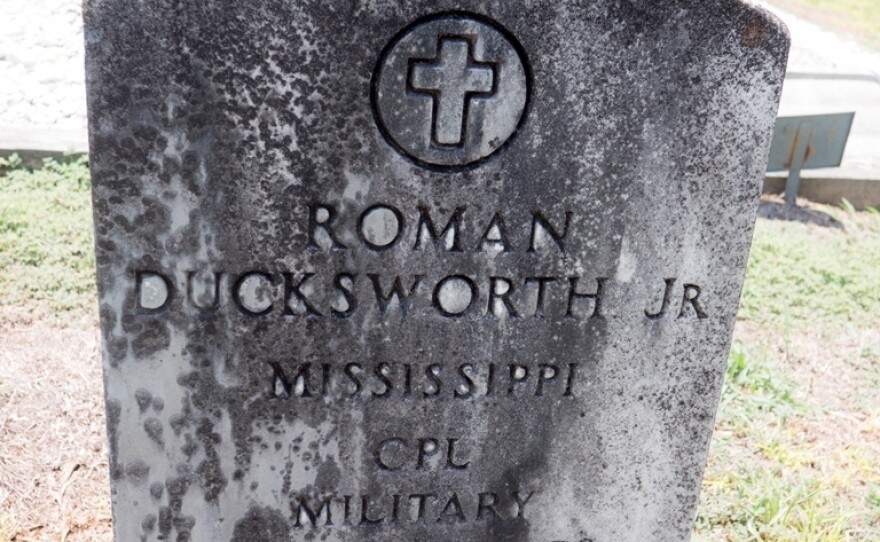 Roman Ducksworth's grave at the Cherry Grove Baptist Church, Taylorsville, Miss.