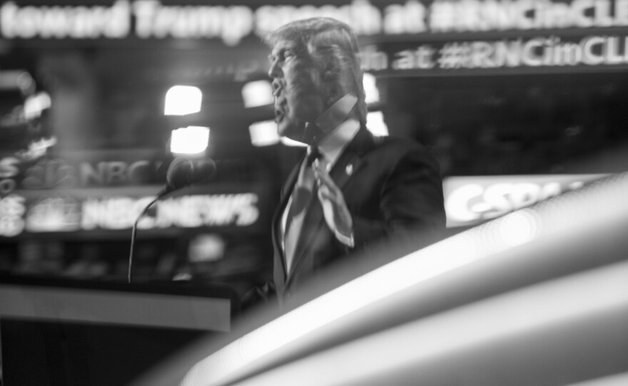 Accepting the Republican nomination for president, Trump speaks at the close of the convention.