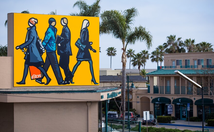 One side of Julian Opie's two-sided mural on La Jolla Boulevard.