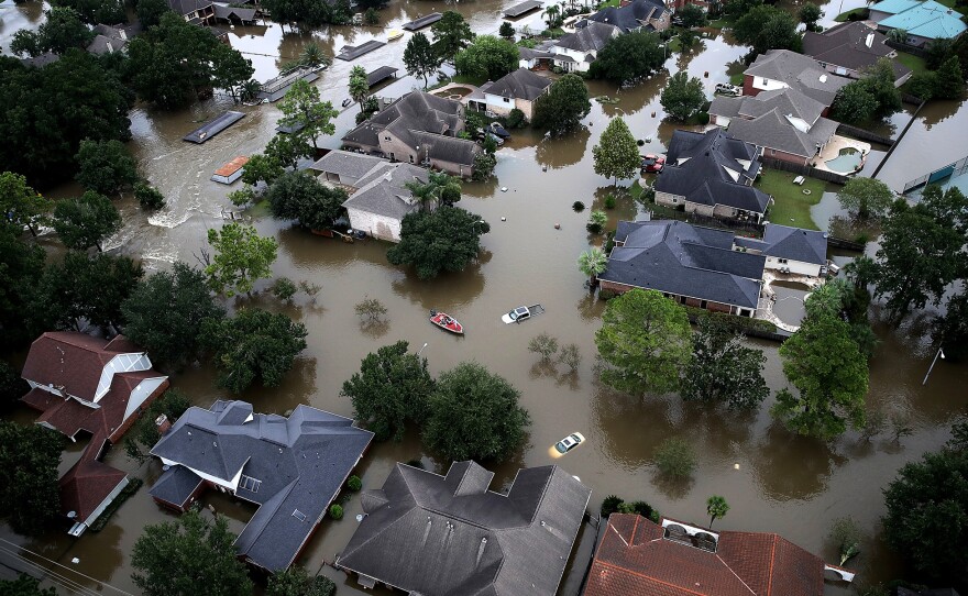 Flooded homes are shown near Lake Houston on Aug. 30 after Hurricane Harvey hit the Houston area.