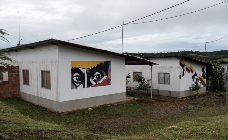 A resettlement camp for former FARC rebels is decorated with revolutionary graffiti and paintings, including images of South American liberator Simon Bolivar and Manuel Marulanda, who founded the FARC in 1966.