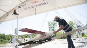 In this undated image provided by Novant Health, a preflight check is done on a drone before a delivery from Novant Health Logistics Center in Kannapolis, N.C., to Novant Health Medical Center in Huntersville, N.C. North Carolina is a testing ground for drone programs involving medical supplies.