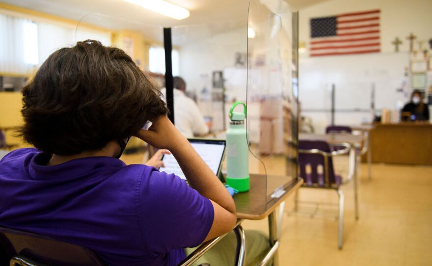 Students returned to in-person learning at St. Anthony Catholic High School this week in Long Beach, Calif. The country is on track to have a majority of schools open in the next two months, but not all kids are going back.