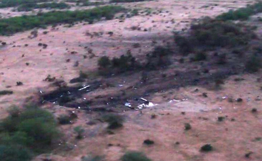 An image released by the government of Mali shows the scene of the crash, just over the border with Burkina Faso.