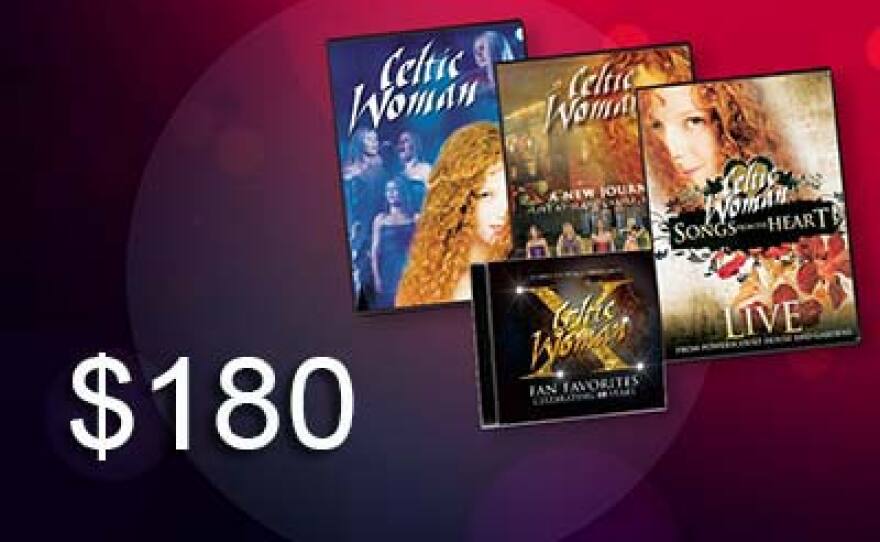 Give $15 /mo or $180 during our TV Membership Campaign (available Aug. 22 during the broadcast), and receive the “Celtic Woman Fan Favorites” Combo: includes the program CD, plus their “Songs From The Heart” DVD, their “Live at the Helix” DVD, and their “A New Journey” DVD. This gift includes a KPBS License Plate Frame (if you're a new member). The “Fan Favorites” CD only is at the $72 level.