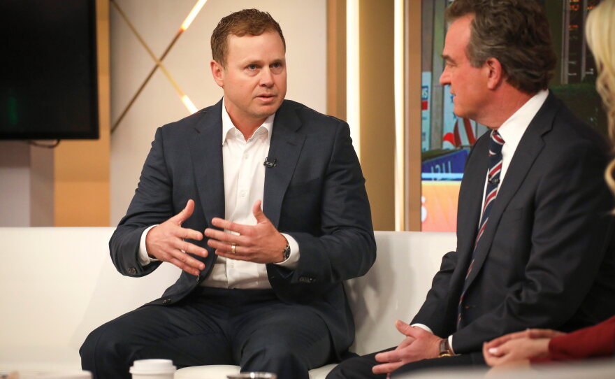 Spencer Pratt speaks during an appearance on "Fox & Friends" at Fox News headquarters on Wednesday, Jan. 28, 2026, in New York. (Photo by Andy Kropa/Invision/AP)