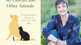 The cover of “My Patients and Other Animals: A Veterinarian’s Stories of Love, Loss, and Hope” is pictured on the left. On the right is the book's author, Suzy Fincham-Gray.