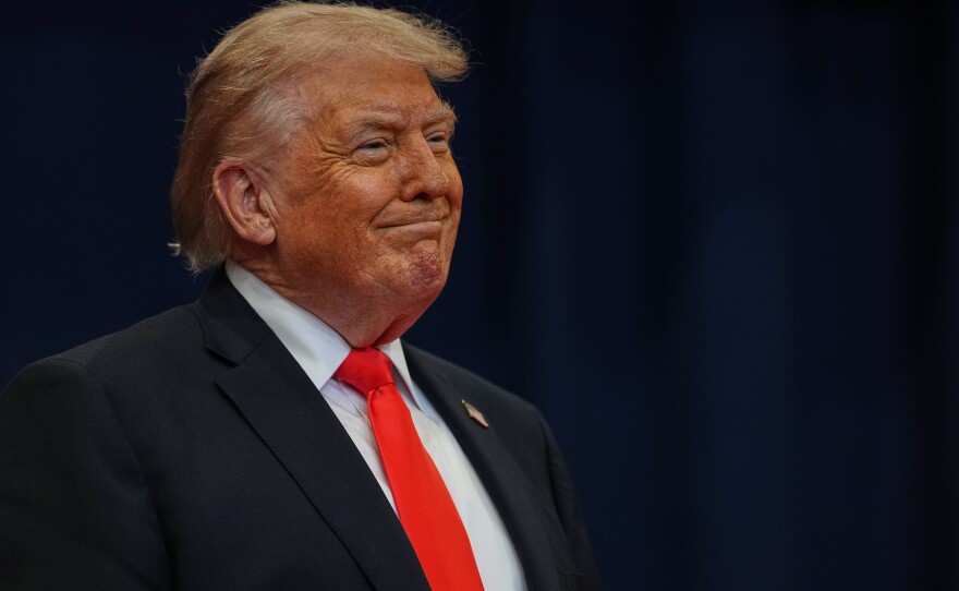 President Donald Trump arrives to speak at a charter school in The Villages, Fla., Friday, May 1, 2026.