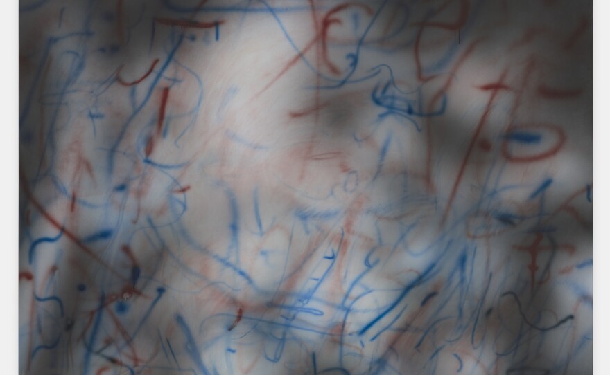 Julie Mehretu, Rubber Gloves (O.C.), 2018. Ink and acrylic on canvas.