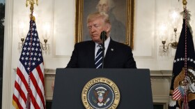 President Donald Trump makes a statement about the mass shooting in Las Vegas, Monday, Oct. 2, 2017 at the White House in Washington. 