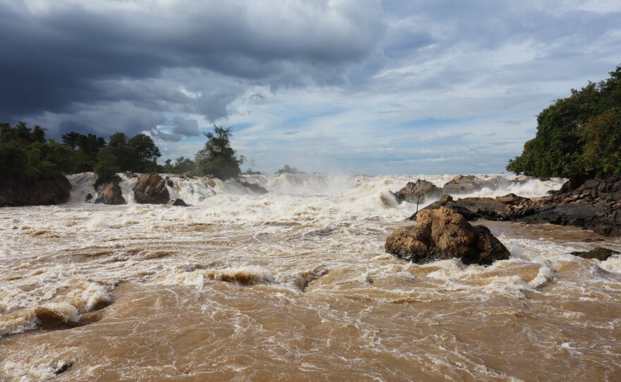 Khone Falls, on one of the channels of the Mekong in Si Phan Don, is a major tourist attraction — but not so good for fish.