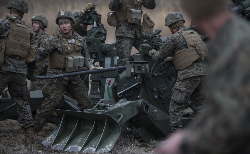 U.S. Marines with the 13th Marine Expeditionary Unit, Boxer Amphibious Ready Group, conduct artillery fire missions in South Korea, March 14, 2016.