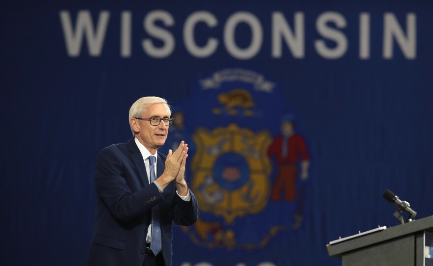 Tony Evers, Democratic candidate for governor of Wisconsin, speaks at a rally in Milwaukee. Evers defeated Republican Gov. Scott Walker.