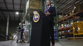 Gov. Gavin Newsom gives an update in Rancho Cordova, Calif., Friday, June 26, 2020, on the state's response to the coronavirus pandemic. 