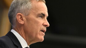 Canada's Prime Minister Mark Carney speaks during a press conference at the European Parliament in Strasbourg, eastern France, Thursday.