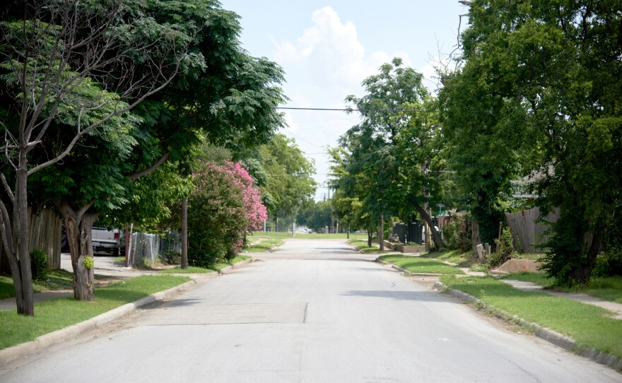 The street where the body of Jeffrey Young was found in Dallas.