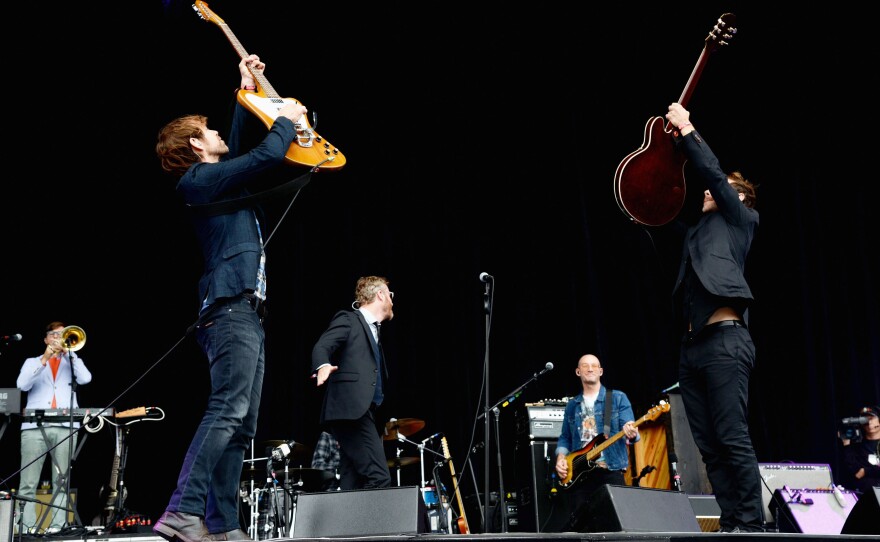 Aaron Dessner (L) and Bryce Dessner of The National perform at the 2013 Outside Lands Music and Arts Festival at Golden Gate Park in San Francisco, California.